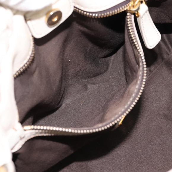 Miu Miu Hand Bag Vitellolux 2way White Gold Auth 201997A