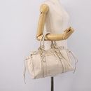 Miu Miu Hand Bag Vitellolux 2way White Gold Auth 201997A-22