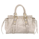 Miu Miu Hand Bag Vitellolux 2way White Gold Auth 201997A-2