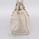 Miu Miu Hand Bag Vitellolux 2way White Gold Auth 201997A-3