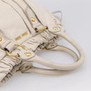 Miu Miu Hand Bag Vitellolux 2way White Gold Auth 201997A-7