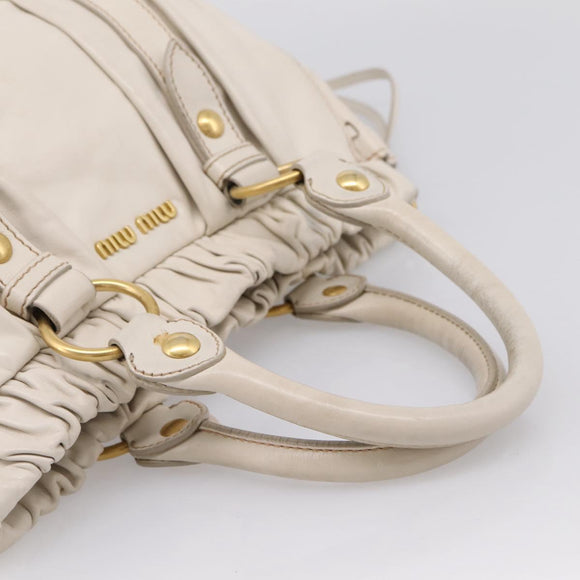 Miu Miu Hand Bag Vitellolux 2way White Gold Auth 201997A