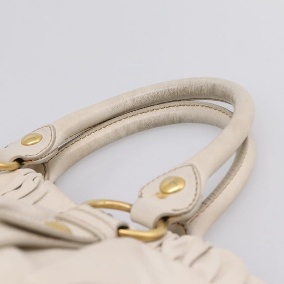 Miu Miu Hand Bag Vitellolux 2way White Gold Auth 201997A
