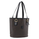 CELINE Macadam Canvas Tote Bag PVC Leather Black Gold Auth 201999A-1