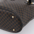 CELINE Macadam Canvas Tote Bag PVC Leather Black Gold Auth 201999A-9