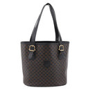 CELINE Macadam Canvas Tote Bag PVC Leather Black Gold Auth 201999A-13