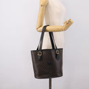 CELINE Macadam Canvas Tote Bag PVC Leather Black Gold Auth 201999A-22