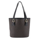 CELINE Macadam Canvas Tote Bag PVC Leather Black Gold Auth 201999A-2