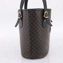 CELINE Macadam Canvas Tote Bag PVC Leather Black Gold Auth 201999A-3