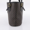 CELINE Macadam Canvas Tote Bag PVC Leather Black Gold Auth 201999A-4
