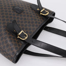 CELINE Macadam Canvas Tote Bag PVC Leather Black Gold Auth 201999A-6