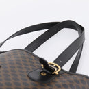 CELINE Macadam Canvas Tote Bag PVC Leather Black Gold Auth 201999A-8