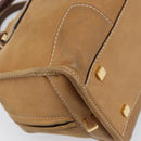 LOEWE Amazona 28 Hand Bag Leather Beige Gold Auth 202000A-15