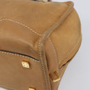 LOEWE Amazona 28 Hand Bag Leather Beige Gold Auth 202000A-16