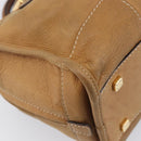 LOEWE Amazona 28 Hand Bag Leather Beige Gold Auth 202000A-17