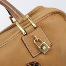 LOEWE Amazona 28 Hand Bag Leather Beige Gold Auth 202000A-18