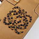 LOEWE Amazona 28 Hand Bag Leather Beige Gold Auth 202000A-19