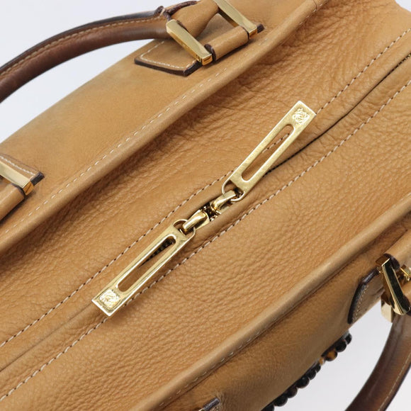 LOEWE Amazona 28 Hand Bag Leather Beige Gold Auth 202000A