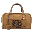 LOEWE Amazona 28 Hand Bag Leather Beige Gold Auth 202000A-13