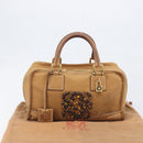 LOEWE Amazona 28 Hand Bag Leather Beige Gold Auth 202000A-12
