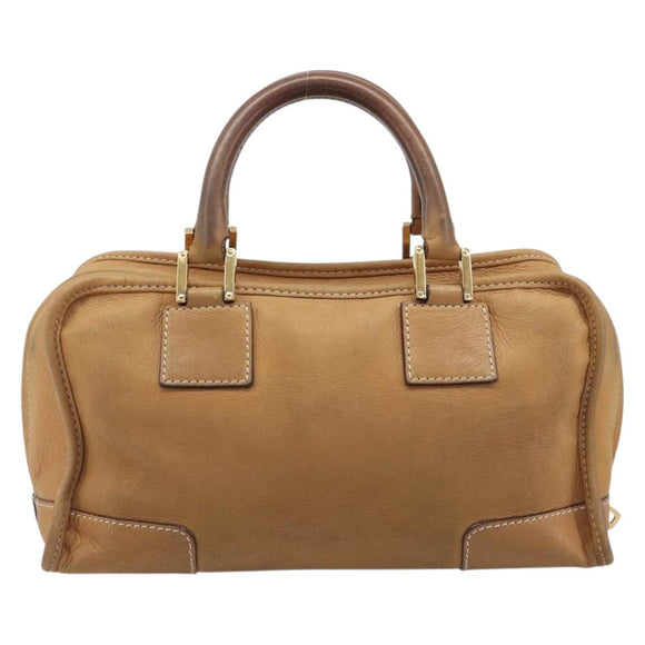 LOEWE Amazona 28 Hand Bag Leather Beige Gold Auth 202000A