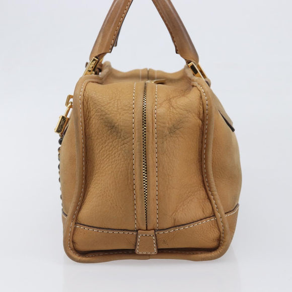 LOEWE Amazona 28 Hand Bag Leather Beige Gold Auth 202000A