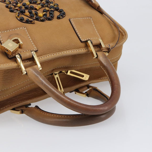 LOEWE Amazona 28 Hand Bag Leather Beige Gold Auth 202000A