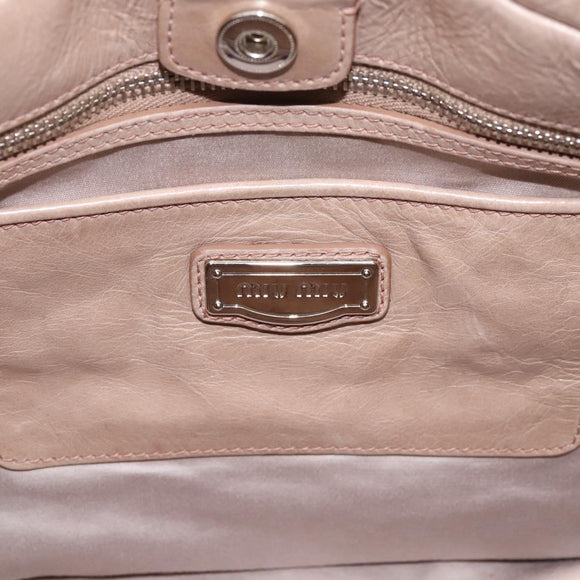 Miu Miu Hand Bag Vitellolux 2way Pink Silver Auth 202001A