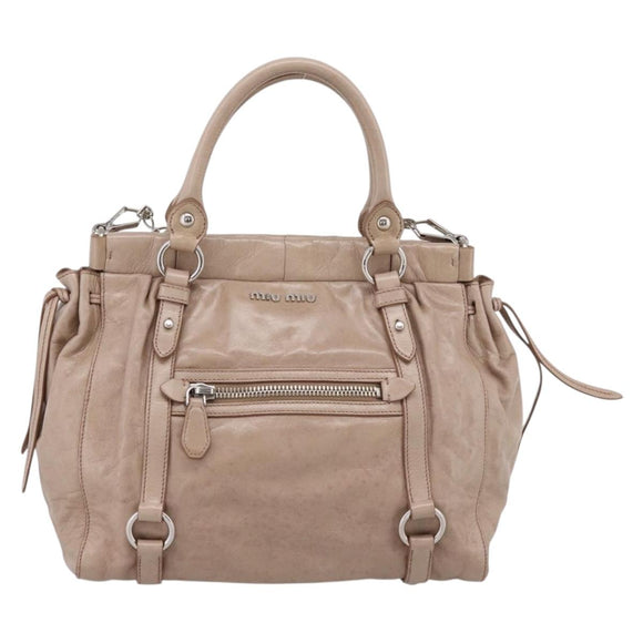 Miu Miu Hand Bag Vitellolux 2way Pink Silver Auth 202001A