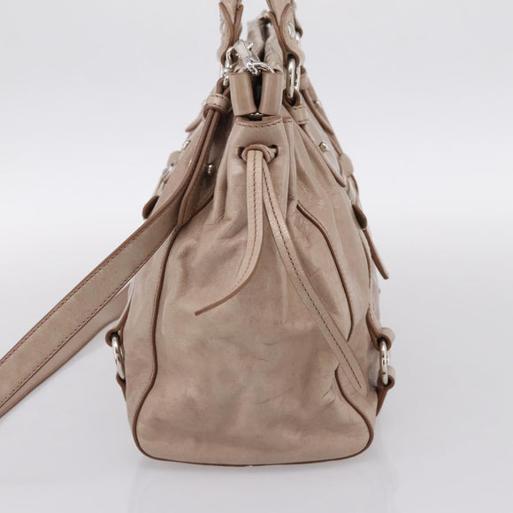 Miu Miu Hand Bag Vitellolux 2way Pink Silver Auth 202001A