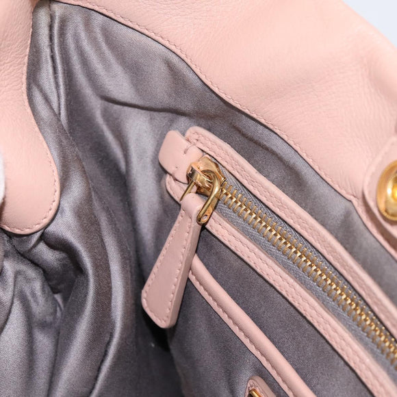 Miu Miu Hand Bag Leather 2way Pink Gold Auth 202002V