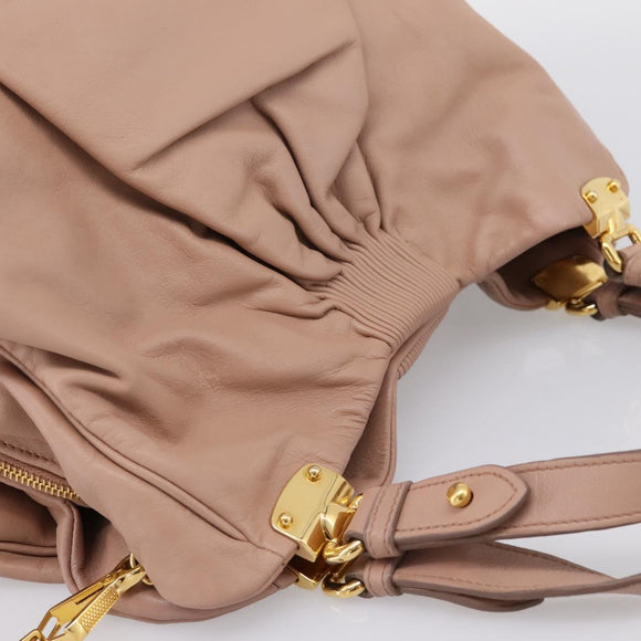 Miu Miu Hand Bag Leather 2way Pink Gold Auth 202002V