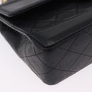 CHANEL Matelasse Chain Shoulder Bag Lamb Skin Black Gold CC Auth 202003SAV-10