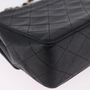 CHANEL Matelasse Chain Shoulder Bag Lamb Skin Black Gold CC Auth 202003SAV-12