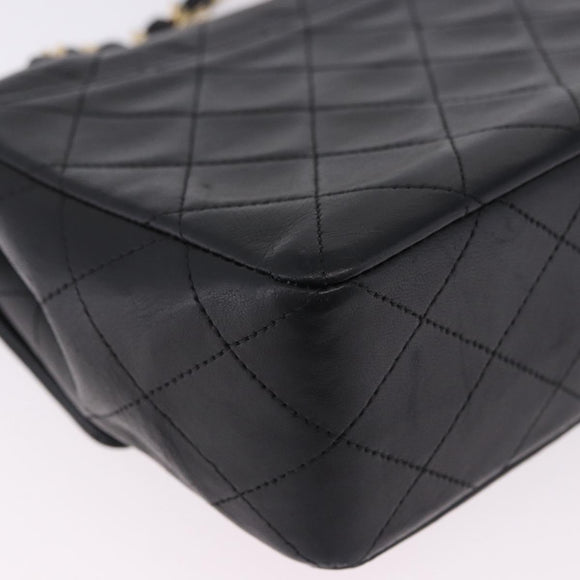CHANEL Matelasse Chain Shoulder Bag Lamb Skin Black Gold CC Auth 202003SAV