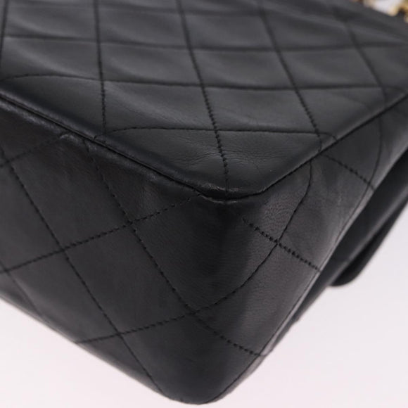 CHANEL Matelasse Chain Shoulder Bag Lamb Skin Black Gold CC Auth 202003SAV