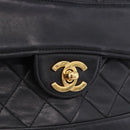 CHANEL Matelasse Chain Shoulder Bag Lamb Skin Black Gold CC Auth 202003SAV-14