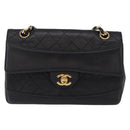 CHANEL Matelasse Chain Shoulder Bag Lamb Skin Black Gold CC Auth 202003SAV-2