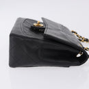 CHANEL Matelasse Chain Shoulder Bag Lamb Skin Black Gold CC Auth 202003SAV-4