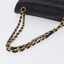 CHANEL Matelasse Chain Shoulder Bag Lamb Skin Black Gold CC Auth 202003SAV-7