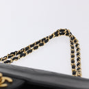 CHANEL Matelasse Chain Shoulder Bag Lamb Skin Black Gold CC Auth 202003SAV-8