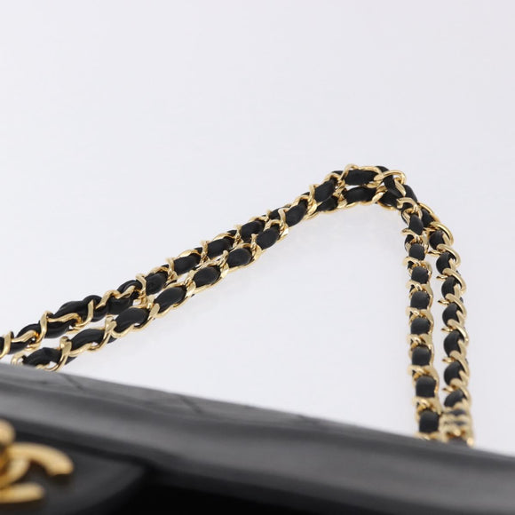 CHANEL Matelasse Chain Shoulder Bag Lamb Skin Black Gold CC Auth 202003SAV