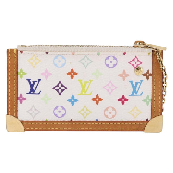 LOUIS VUITTON Multicolor Pochette Cles Coin Purse White M92655 LV Auth 202006A