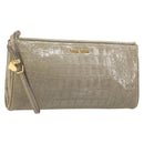 Miu Miu Clutch Bag Leather Beige Gold Auth 202018-1