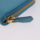 PRADA Long Wallet Safiano Leather Light Blue Gold Auth 202031V-7
