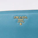 PRADA Long Wallet Safiano Leather Light Blue Gold Auth 202031V-18