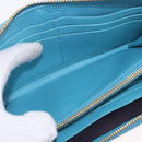 PRADA Long Wallet Safiano Leather Light Blue Gold Auth 202031V-21