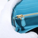 PRADA Long Wallet Safiano Leather Light Blue Gold Auth 202031V-24
