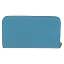 PRADA Long Wallet Safiano Leather Light Blue Gold Auth 202031V-2