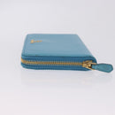 PRADA Long Wallet Safiano Leather Light Blue Gold Auth 202031V-4